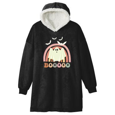 Funny Halloween Cute Ghost Retro Rainbow Spooky Hooded Wearable Blanket