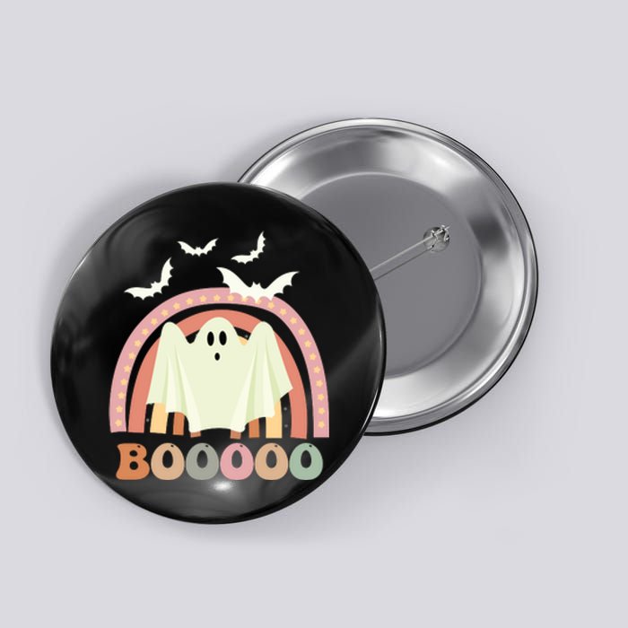 Funny Halloween Cute Ghost Retro Rainbow Spooky Button