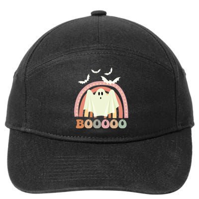 Funny Halloween Cute Ghost Retro Rainbow Spooky 7-Panel Snapback Hat