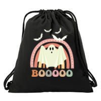 Funny Halloween Cute Ghost Retro Rainbow Spooky Drawstring Bag