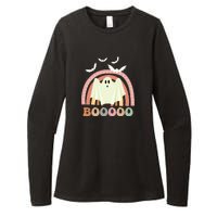 Funny Halloween Cute Ghost Retro Rainbow Spooky Womens CVC Long Sleeve Shirt