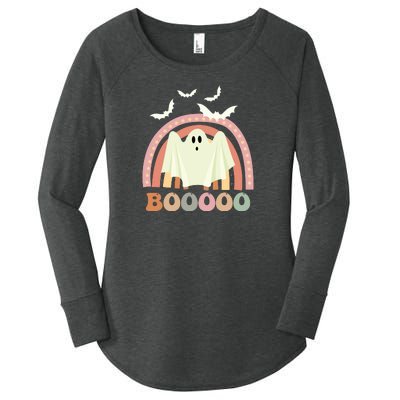 Funny Halloween Cute Ghost Retro Rainbow Spooky Women's Perfect Tri Tunic Long Sleeve Shirt