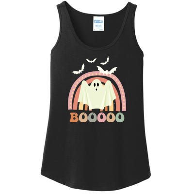 Funny Halloween Cute Ghost Retro Rainbow Spooky Ladies Essential Tank