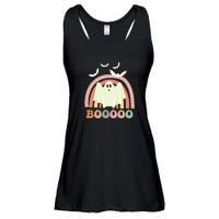 Funny Halloween Cute Ghost Retro Rainbow Spooky Ladies Essential Flowy Tank