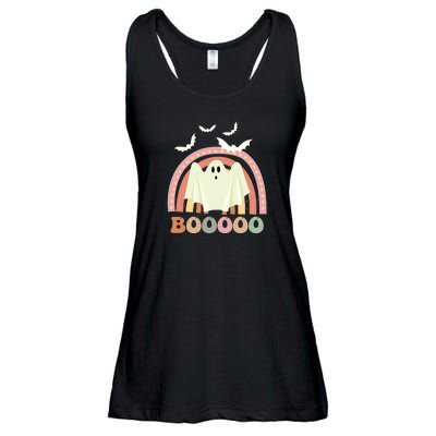 Funny Halloween Cute Ghost Retro Rainbow Spooky Ladies Essential Flowy Tank