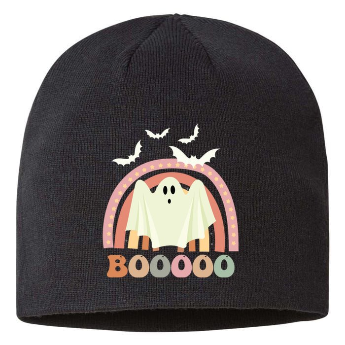 Funny Halloween Cute Ghost Retro Rainbow Spooky Sustainable Beanie