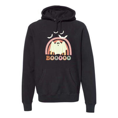 Funny Halloween Cute Ghost Retro Rainbow Spooky Premium Hoodie