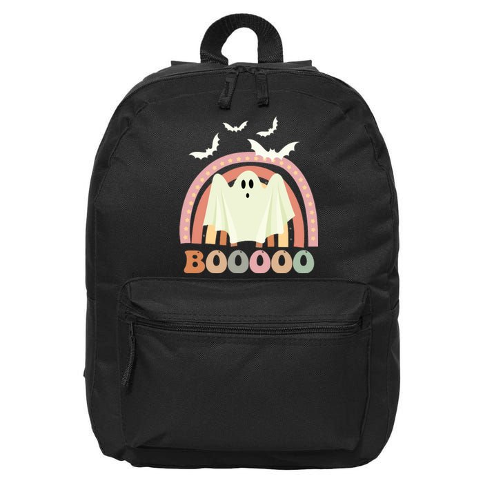 Funny Halloween Cute Ghost Retro Rainbow Spooky 16 in Basic Backpack