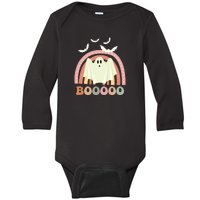 Funny Halloween Cute Ghost Retro Rainbow Spooky Baby Long Sleeve Bodysuit