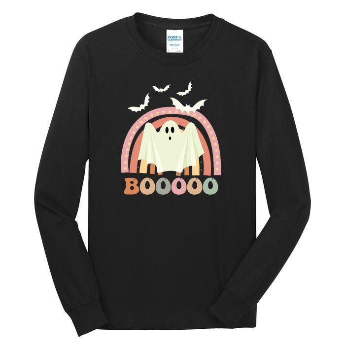 Funny Halloween Cute Ghost Retro Rainbow Spooky Tall Long Sleeve T-Shirt