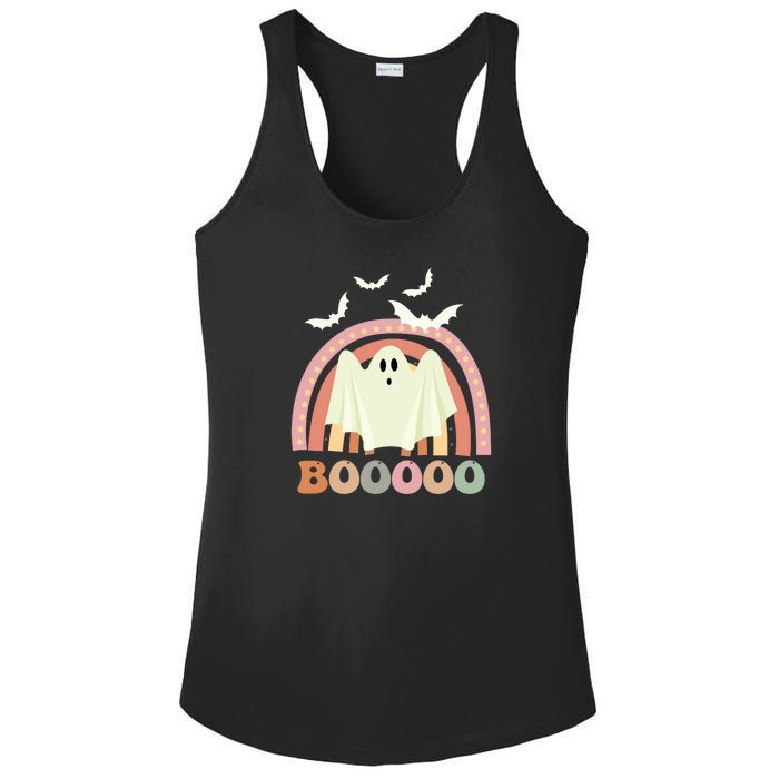 Funny Halloween Cute Ghost Retro Rainbow Spooky Ladies PosiCharge Competitor Racerback Tank