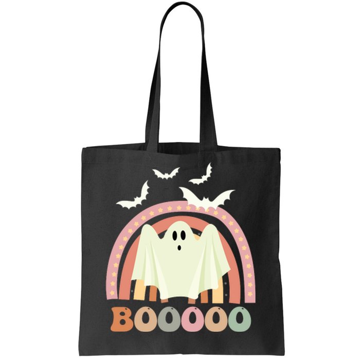 Funny Halloween Cute Ghost Retro Rainbow Spooky Tote Bag