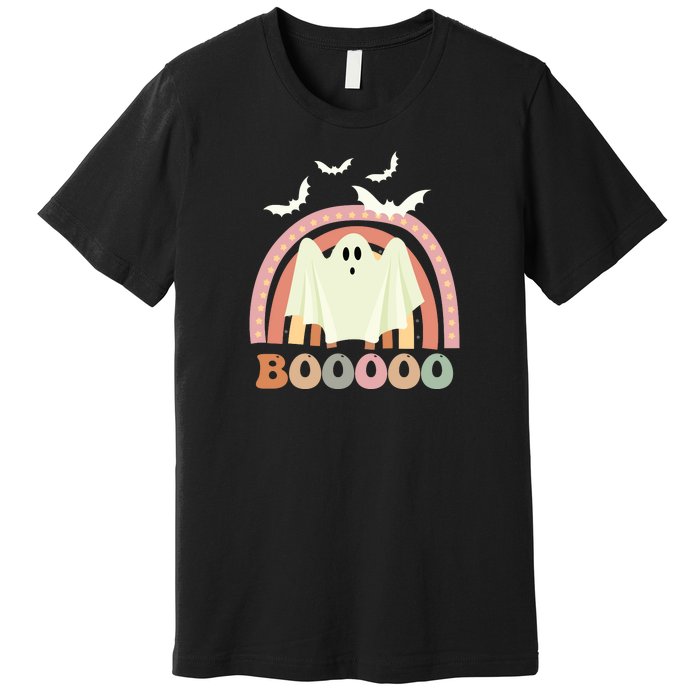 Funny Halloween Cute Ghost Retro Rainbow Spooky Premium T-Shirt