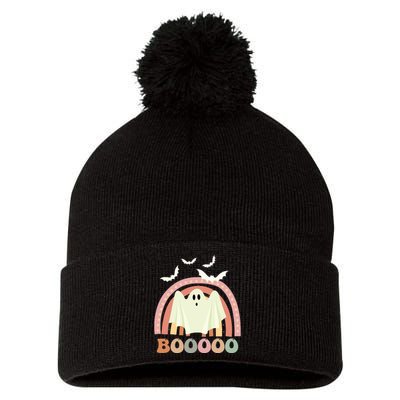 Funny Halloween Cute Ghost Retro Rainbow Spooky Pom Pom 12in Knit Beanie