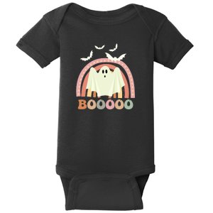 Funny Halloween Cute Ghost Retro Rainbow Spooky Baby Bodysuit