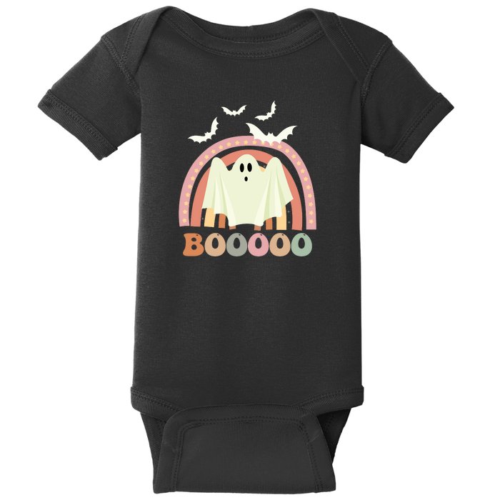 Funny Halloween Cute Ghost Retro Rainbow Spooky Baby Bodysuit