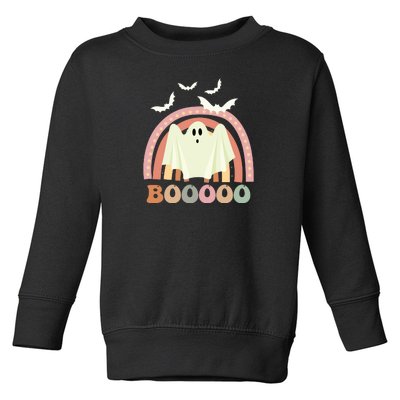 Funny Halloween Cute Ghost Retro Rainbow Spooky Toddler Sweatshirt