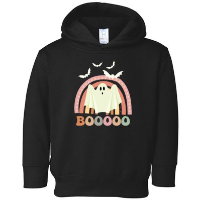 Funny Halloween Cute Ghost Retro Rainbow Spooky Toddler Hoodie