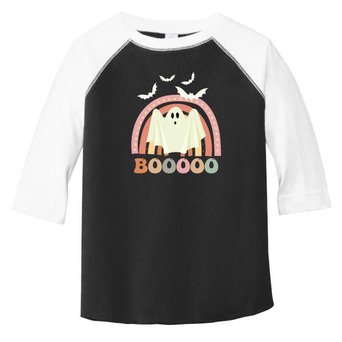 Funny Halloween Cute Ghost Retro Rainbow Spooky Toddler Fine Jersey T-Shirt