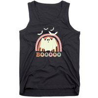 Funny Halloween Cute Ghost Retro Rainbow Spooky Tank Top