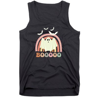 Funny Halloween Cute Ghost Retro Rainbow Spooky Tank Top