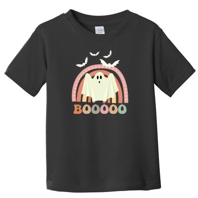 Funny Halloween Cute Ghost Retro Rainbow Spooky Toddler T-Shirt