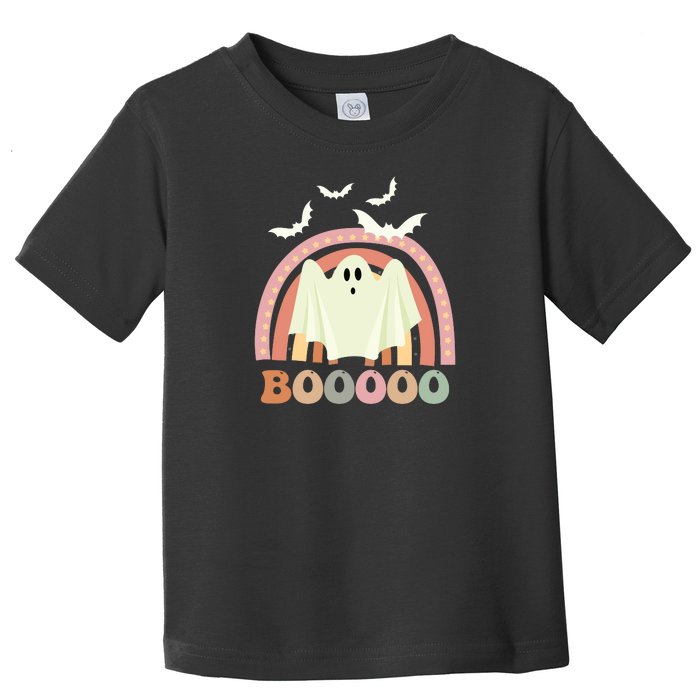 Funny Halloween Cute Ghost Retro Rainbow Spooky Toddler T-Shirt