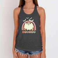 Funny Halloween Cute Ghost Retro Rainbow Spooky Women's Knotted Racerback Tank