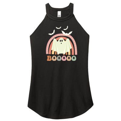 Funny Halloween Cute Ghost Retro Rainbow Spooky Women's Perfect Tri Rocker Tank