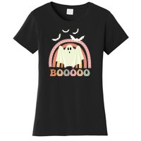 Funny Halloween Cute Ghost Retro Rainbow Spooky Women's T-Shirt