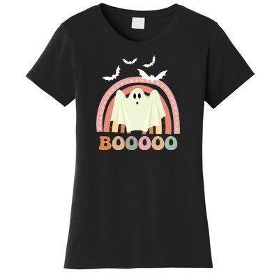 Funny Halloween Cute Ghost Retro Rainbow Spooky Women's T-Shirt