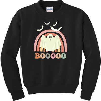 Funny Halloween Cute Ghost Retro Rainbow Spooky Kids Sweatshirt