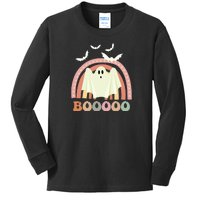 Funny Halloween Cute Ghost Retro Rainbow Spooky Kids Long Sleeve Shirt