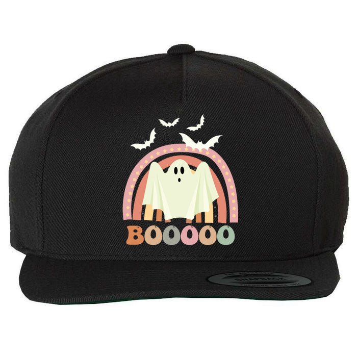 Funny Halloween Cute Ghost Retro Rainbow Spooky Wool Snapback Cap