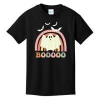 Funny Halloween Cute Ghost Retro Rainbow Spooky Kids T-Shirt