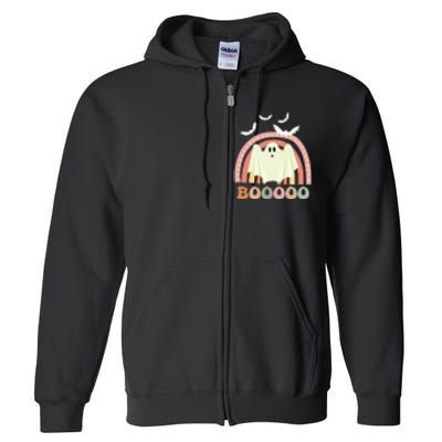 Funny Halloween Cute Ghost Retro Rainbow Spooky Full Zip Hoodie