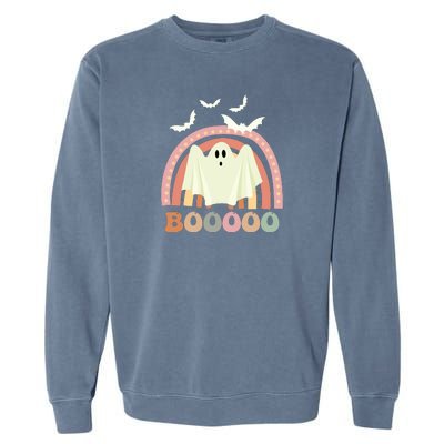 Funny Halloween Cute Ghost Retro Rainbow Spooky Garment-Dyed Sweatshirt