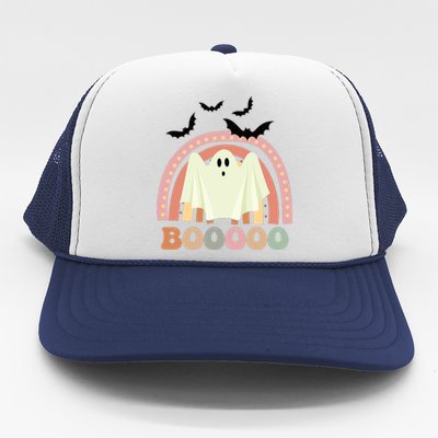 Funny Halloween Cute Ghost Retro Rainbow Spooky Trucker Hat