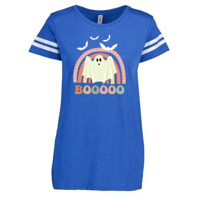 Funny Halloween Cute Ghost Retro Rainbow Spooky Enza Ladies Jersey Football T-Shirt