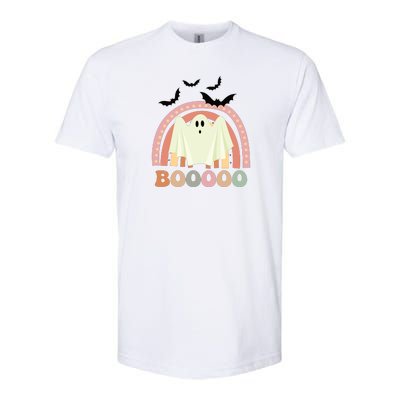 Funny Halloween Cute Ghost Retro Rainbow Spooky Softstyle CVC T-Shirt