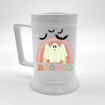 Funny Halloween Cute Ghost Retro Rainbow Spooky Beer Stein