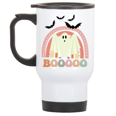 Funny Halloween Cute Ghost Retro Rainbow Spooky Stainless Steel Travel Mug