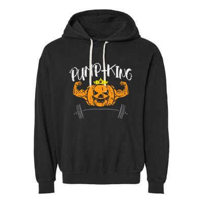 Funny Halloween Costume for Gym Lovers PumpKing Weightlifting Garment-Dyed Fleece Hoodie