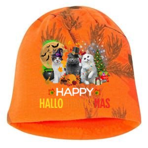 Funny Halloween Christmas Happy Hallothanksmas Cats Kati - Camo Knit Beanie