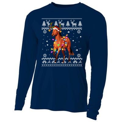 Funny Horse Christmas Gift For Lovers Cooling Performance Long Sleeve Crew