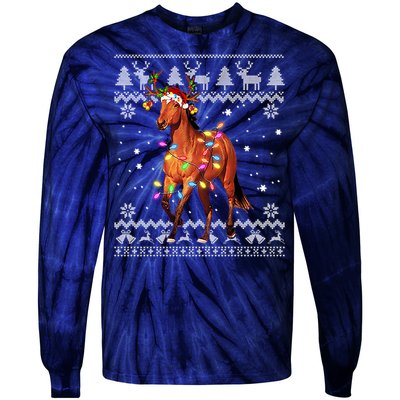 Funny Horse Christmas Gift For Lovers Tie-Dye Long Sleeve Shirt