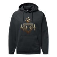 Funny Heartbeat Coffee Coffee Cup Frequency Performance Fleece Hoodie