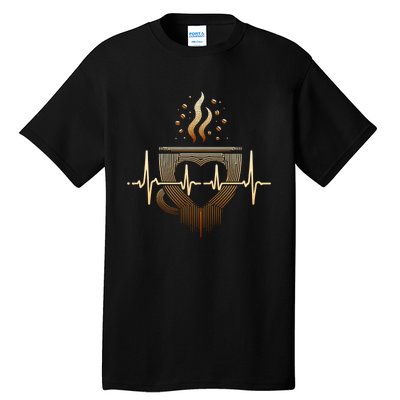 Funny Heartbeat Coffee Coffee Cup Frequency Tall T-Shirt