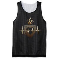 Funny Heartbeat Coffee Coffee Cup Frequency Mesh Reversible Basketball Jersey Tank