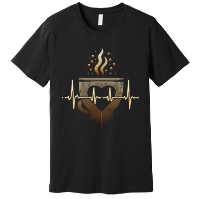 Funny Heartbeat Coffee Coffee Cup Frequency Premium T-Shirt